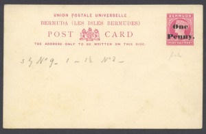 1893 1d Foreign Card with Provisional Surcharge