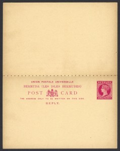 1893 One Penny Postal Card with Reply Card reverse