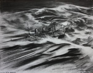 1926 HMS Valerian foundering in a storm