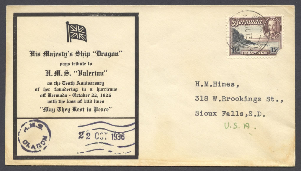 1936 HMS Dragon pays tribute to HMS Valerian CC