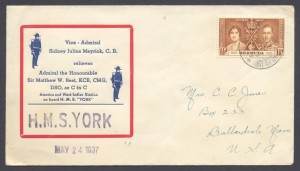 1937 Relief of C in C America and West Indies Station HMS York CC