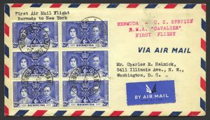1937 First Flight Bermuda New York FF Block of 6 2 half d