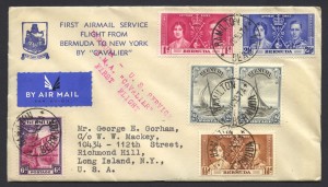 1937 Cavalier Bermuda to New York printed cachet First Flight