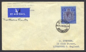 1939 First Transatlantic Airmail Northern Route 2/- keyplate FF