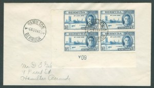 1946 Peace Victory 3d plate block 4 FDC