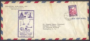 1947 Colonial Airlines Inaugural Flight Washington DC FF
