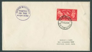 1952 Ocean Monarch GB KGVI Paquebot Cover