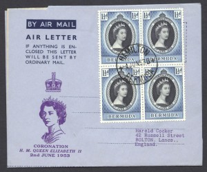 1953 Queen Elizabeth II Coronation omnibus Air Letter FDC