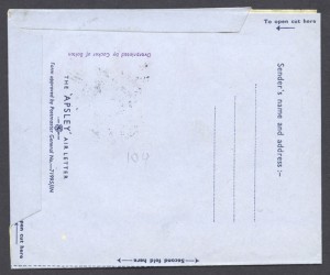 1953 Queen Elizabeth II Coronation omnibus Air Letter FDC reverse