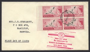 1955 8d White-tailed Tropicbird Phaeton flavirostris block of 4 FDC