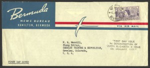1958 9d definitive Bermuda News Bureau FDC