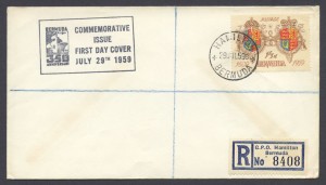 1959 350th Anniversary of Bermuda 1sch 3d FDC