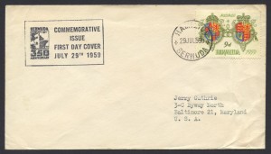 1959 350th Anniversary of Bermuda 9d FDC