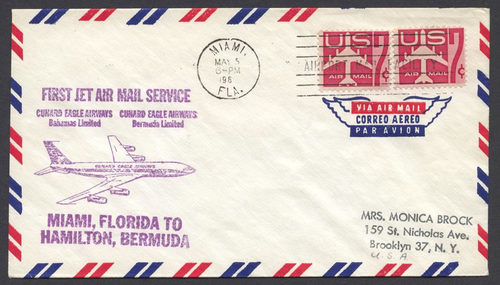 1962 First Jet Air Mail Service Miami, Florida to Hamilton, Bermuda