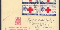 1963 International Red Cross Centenary omnibus issue 1963 Red Cross Centenary 1/3 block of 4 FDC