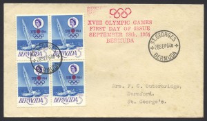 1964 XVII Olympic Games Japan block of 4 FDC