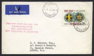 1965 Fifty Years of Scouting 2/- St Georges FDC