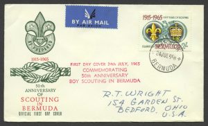 1965 Fifty Years of Scouting 2/- Warwick FDC