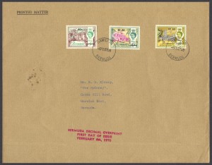 1970 Bermuda Buildings Decimal Overprint FDC