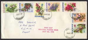 1970 Flower Definitives 1c to 9c FDC