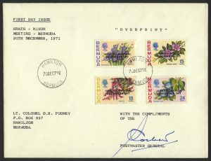 1971 Heath Nixon Bermuda Talks Overprint PMG signed FDC