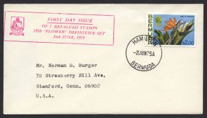 1975 Revalued Bermuda Flowers definitives 2BMD Hamilton FDC