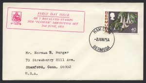 1975 Revalued Bermuda Flowers definitives 40c Hamilton FDC