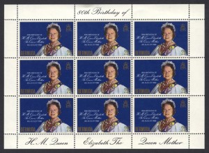 1980 Queen Mother 80th Birthday miniature sheetFDC