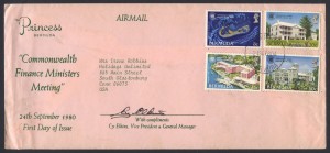1980 Commonwealth Finance Ministers Meeting Princess Hotel FDC