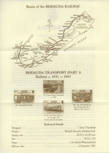 1987 Bermuda Transport Part I Bermuda Railway insert reverse FDC
