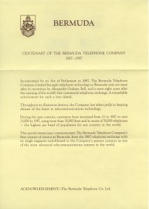 1987 Centenary of the Bermuda Telephone Company liner FDC