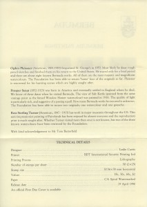 1990 Bermuda Paintings Part II insert reverse FDC