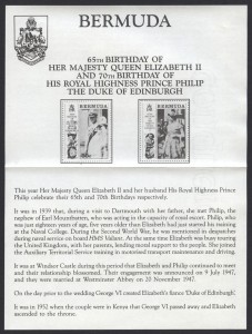 1991 Queen Elizabeth II and Prince Philip DoE Birthdays insert FDC