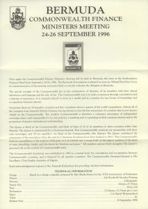 1996 Commonwealth Finance Ministers Meeting liner