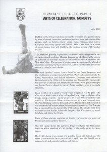 2013 Bermuda's Folklife Part I Gombeys insert rev FDC