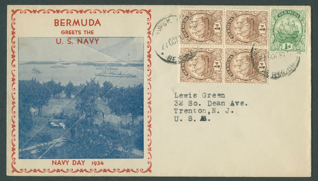 1934 Navy Day Bermuda greets the US Navy