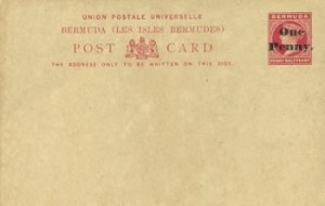 1893 Bermuda Post Card Stationery Foreign Rate Surcharged