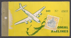 1951 Colonial Airlines ticket 12s6d tax